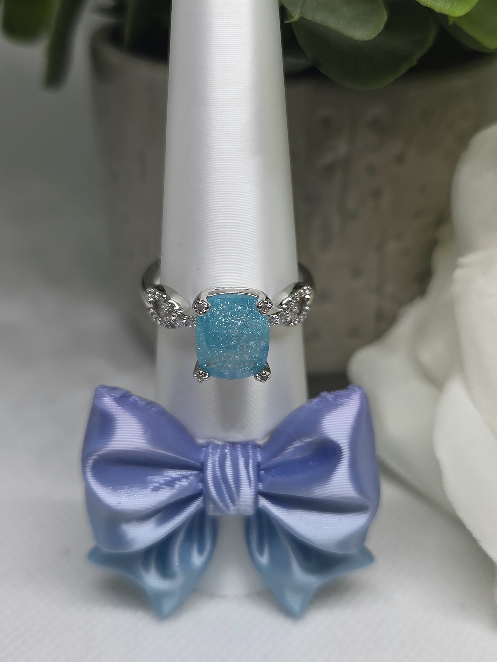 BP Aqua Blue Ice Crystal On Rhodium Plating